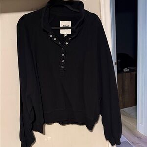Aerie Black Snap-Up Pullover